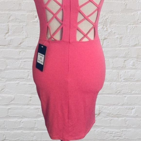 ❌DONATED❌Fuchsia Pink Cage Strap Detail Body-Con Dress - Picture 7 of 9